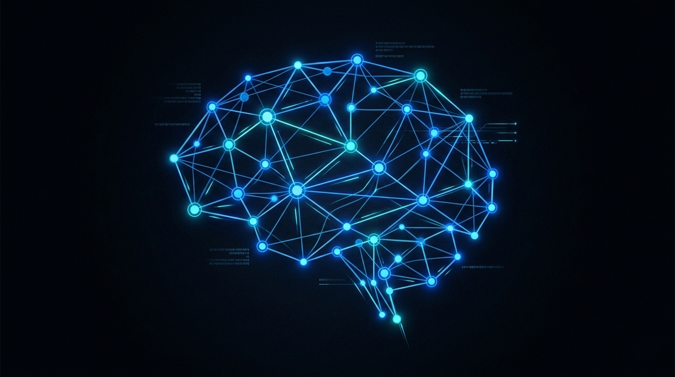 Red neuronal digital representando inteligencia artificial para automatización empresarial